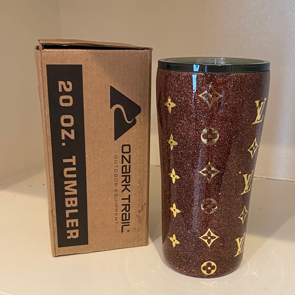 Ozark Trail Glittery Brown Tumbler with Gold Patterns